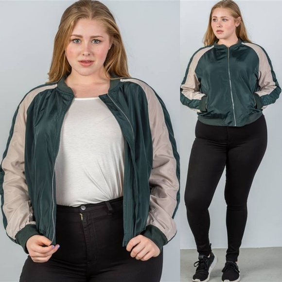 MIA STRIPE BOMBER JACKET (hunter) PLUS - Picture 4 of 8